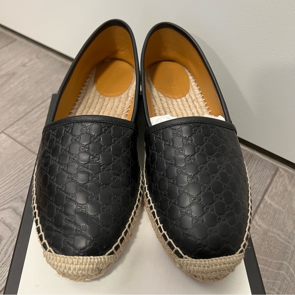 AUTHENTIC Gucci Microguccissima Signature Espadrilles Size 39.5 Black - Picture 2 of 6